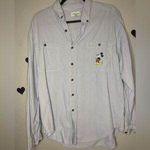 Vintage Disney Store Mickey Mouse Chambray Button Down Shirt Large 100% cotton
